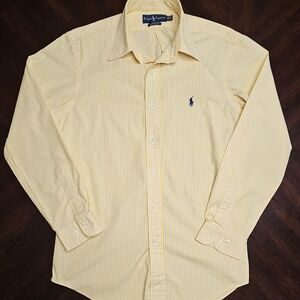 Ralph Lauren Dress Shirt Classic Fit Medium Yellow & White Stripes